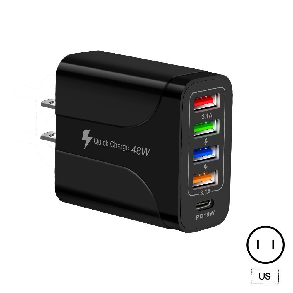 4USB+Type - C mobile phone charger PD18W 5 - in - 1 charging head 48W charger PD interface charger - iPhonesRus