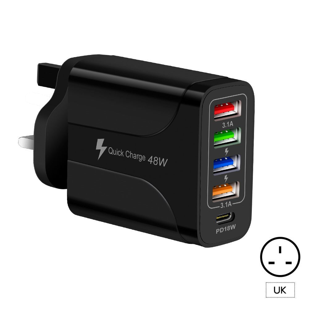 4USB+Type - C mobile phone charger PD18W 5 - in - 1 charging head 48W charger PD interface charger - iPhonesRus