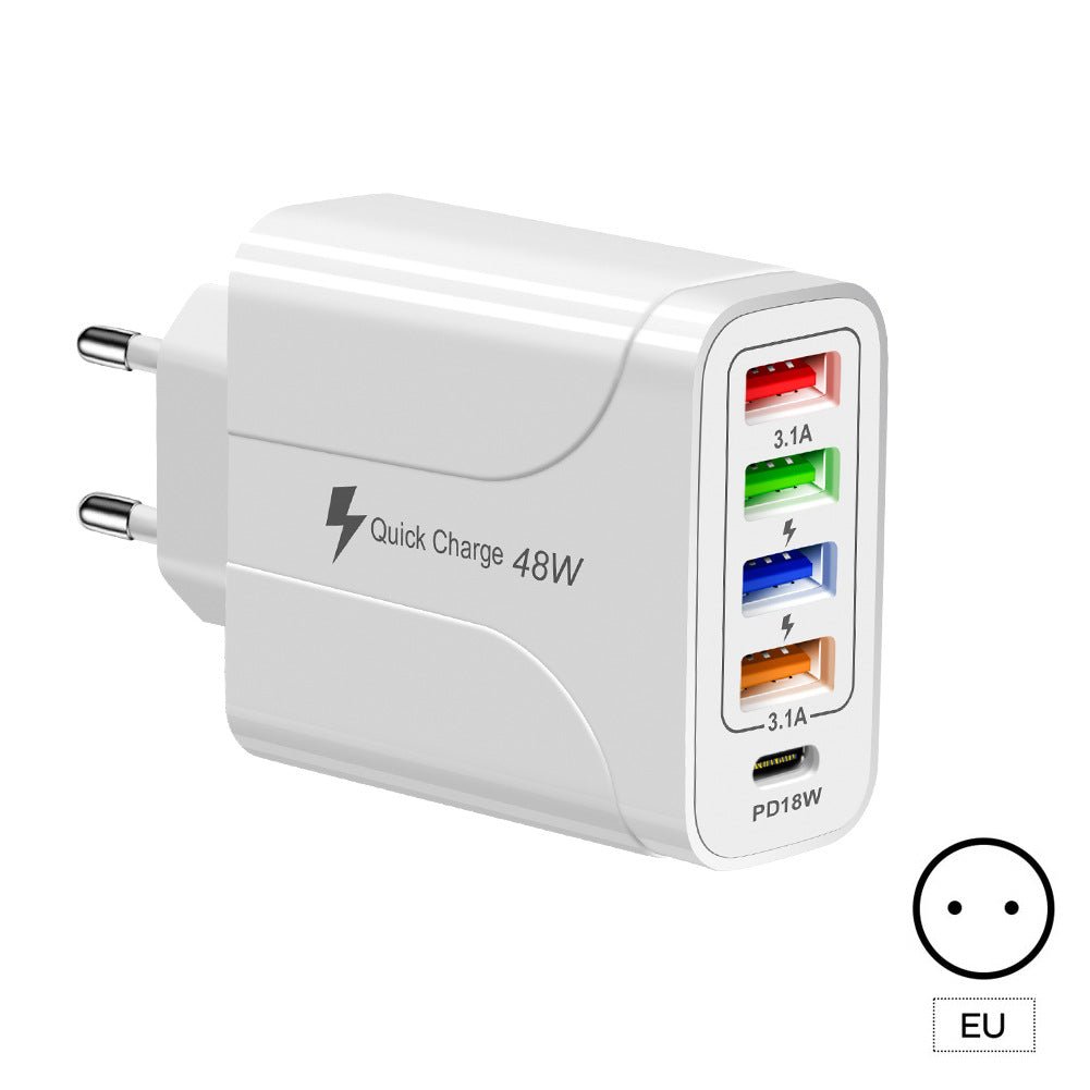 4USB+Type - C mobile phone charger PD18W 5 - in - 1 charging head 48W charger PD interface charger - iPhonesRus