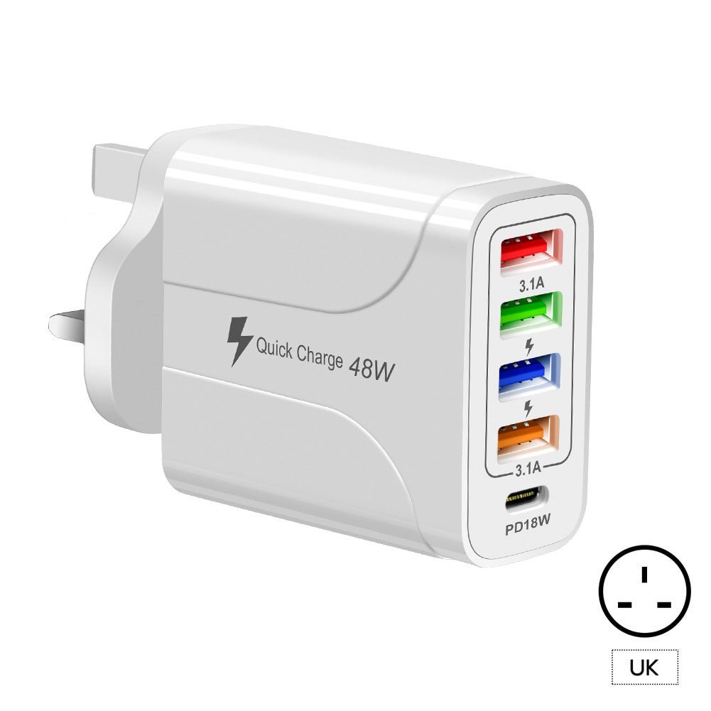 4USB+Type - C mobile phone charger PD18W 5 - in - 1 charging head 48W charger PD interface charger - iPhonesRus