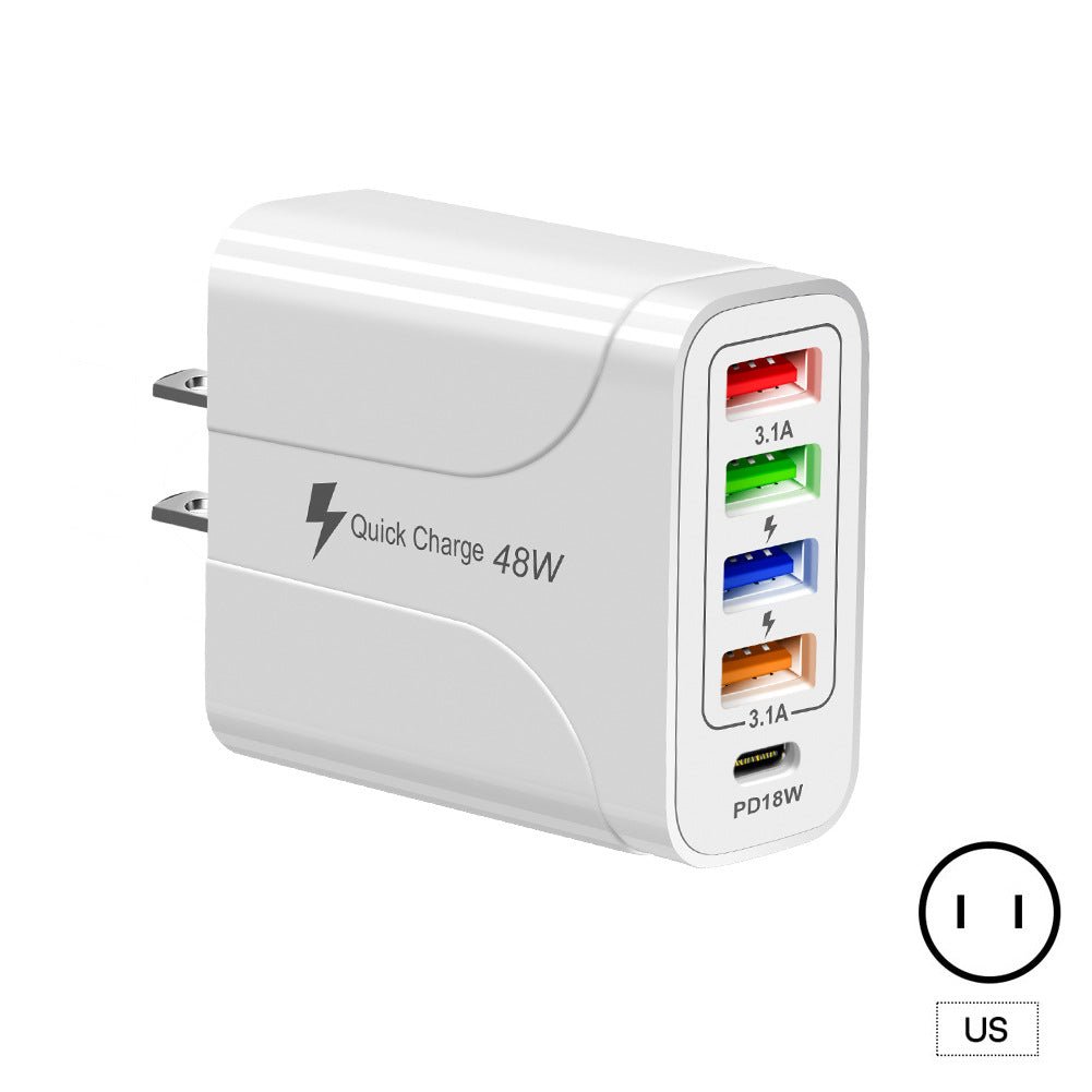 4USB+Type - C mobile phone charger PD18W 5 - in - 1 charging head 48W charger PD interface charger - iPhonesRus