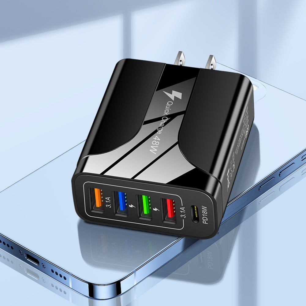 4USB+Type - C mobile phone charger PD18W 5 - in - 1 charging head 48W charger PD interface charger - iPhonesRus