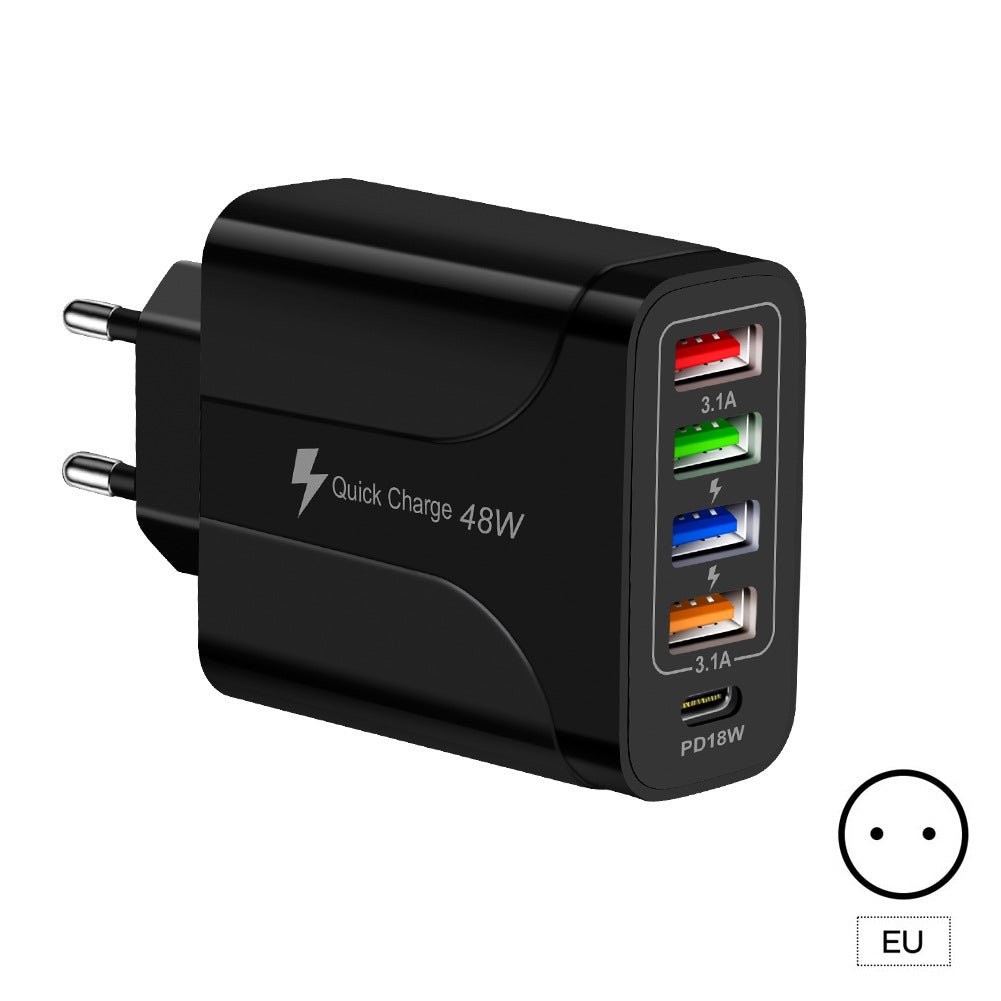 4USB+Type - C mobile phone charger PD18W 5 - in - 1 charging head 48W charger PD interface charger - iPhonesRus