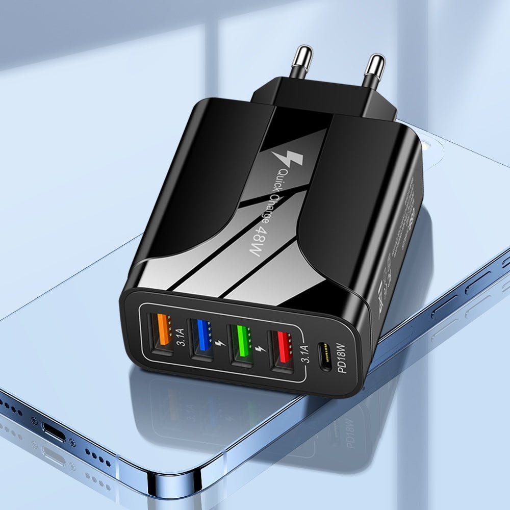 4USB+Type - C mobile phone charger PD18W 5 - in - 1 charging head 48W charger PD interface charger - iPhonesRus