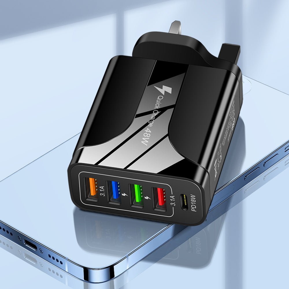 4USB+Type - C mobile phone charger PD18W 5 - in - 1 charging head 48W charger PD interface charger - iPhonesRus