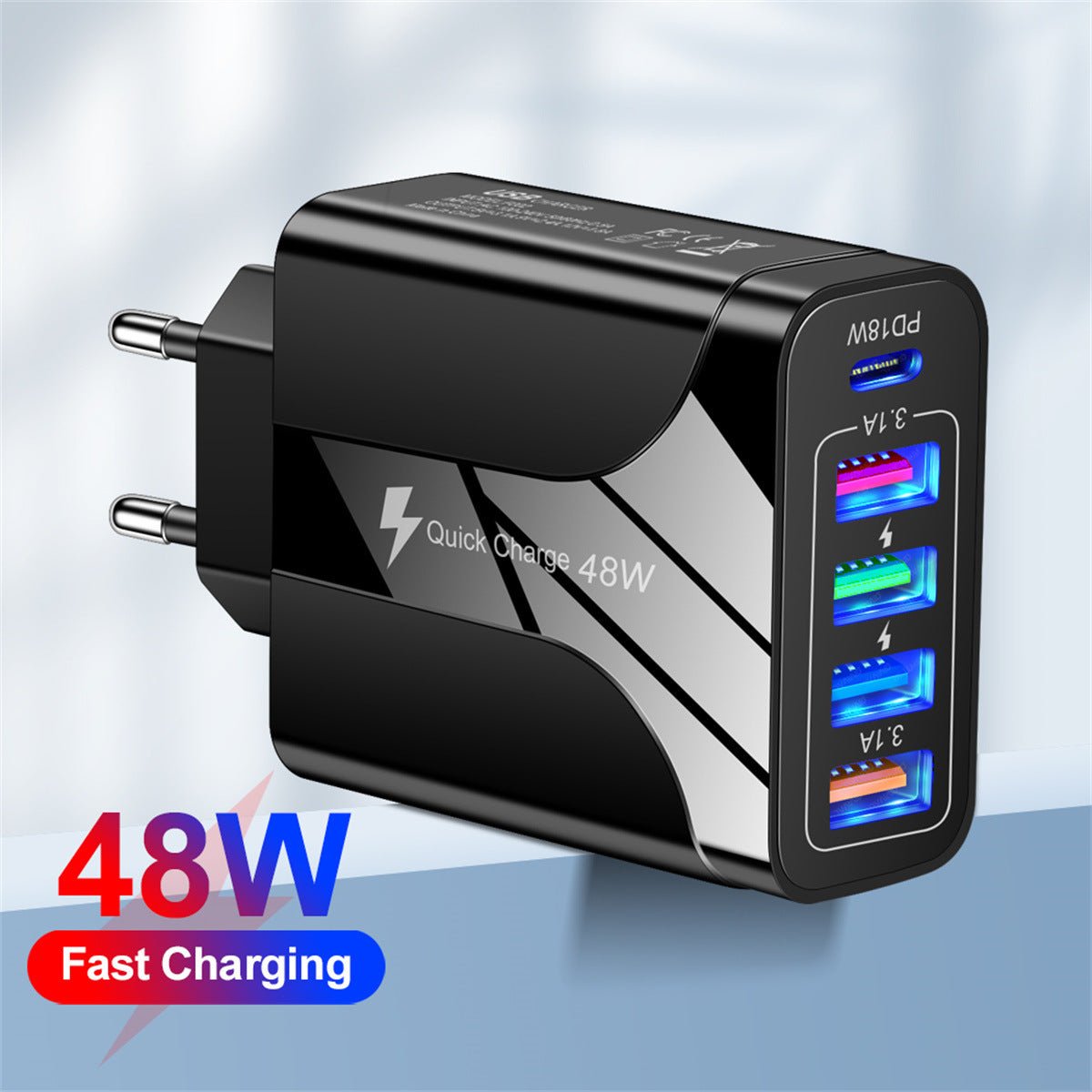 4USB+Type - C mobile phone charger PD18W 5 - in - 1 charging head 48W charger PD interface charger - iPhonesRus