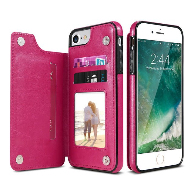 Retro PU Leather Case For iPhone Multi Card Holders Phone Cases - iPhonesRus
