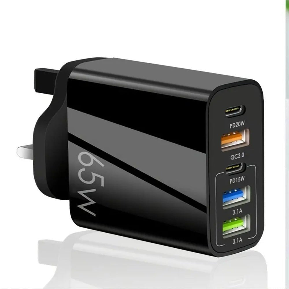 Standard PD65W mobile phone charger 4A type - c PD+3USB multi port European, American, English travel charging head - iPhonesRus