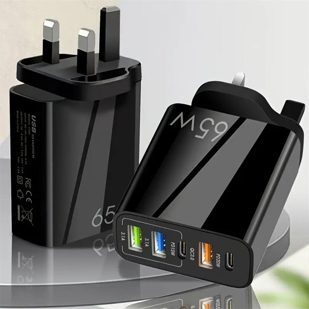 Standard PD65W mobile phone charger 4A type - c PD+3USB multi port European, American, English travel charging head - iPhonesRus