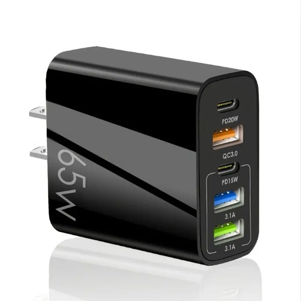 Standard PD65W mobile phone charger 4A type - c PD+3USB multi port European, American, English travel charging head - iPhonesRus