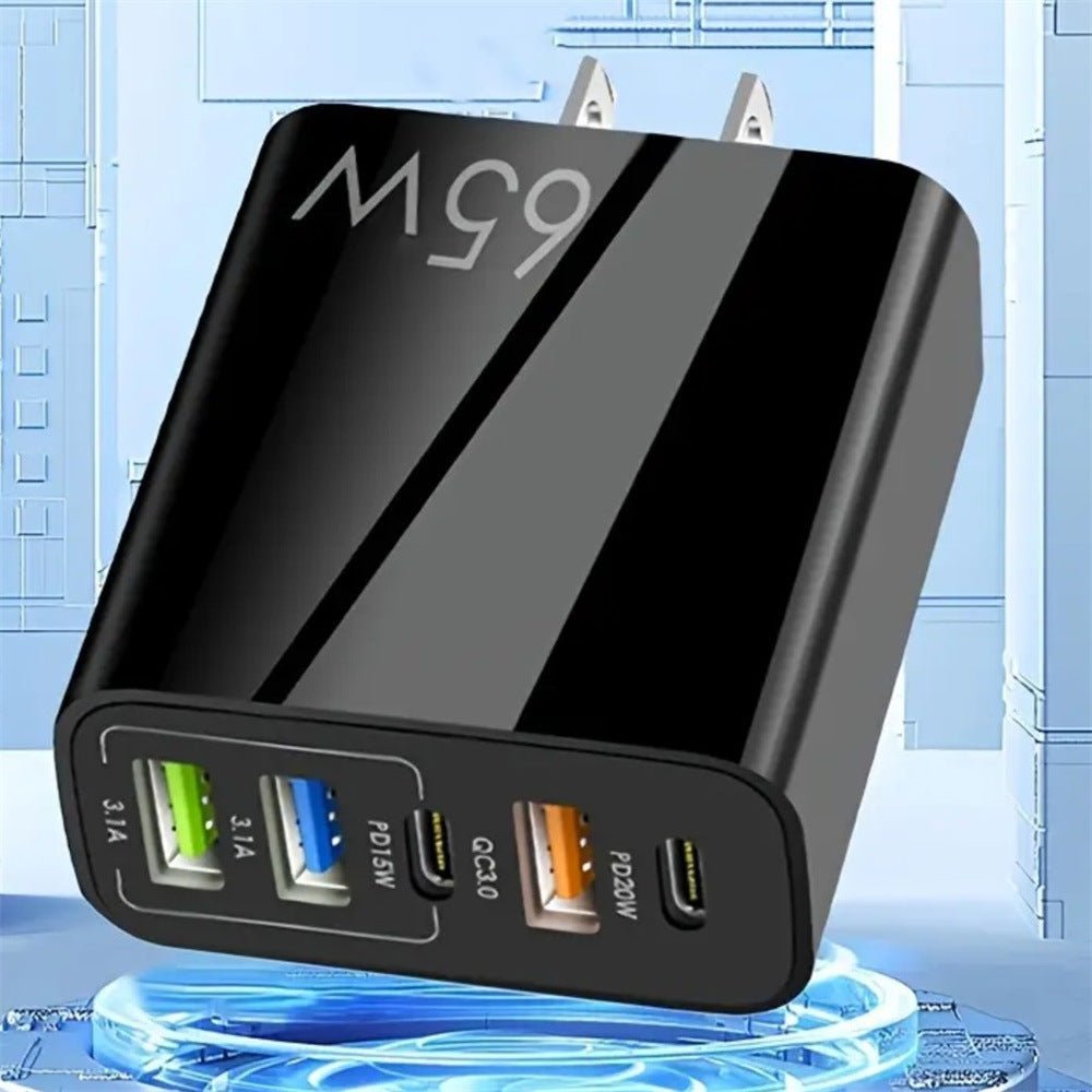 Standard PD65W mobile phone charger 4A type - c PD+3USB multi port European, American, English travel charging head - iPhonesRus