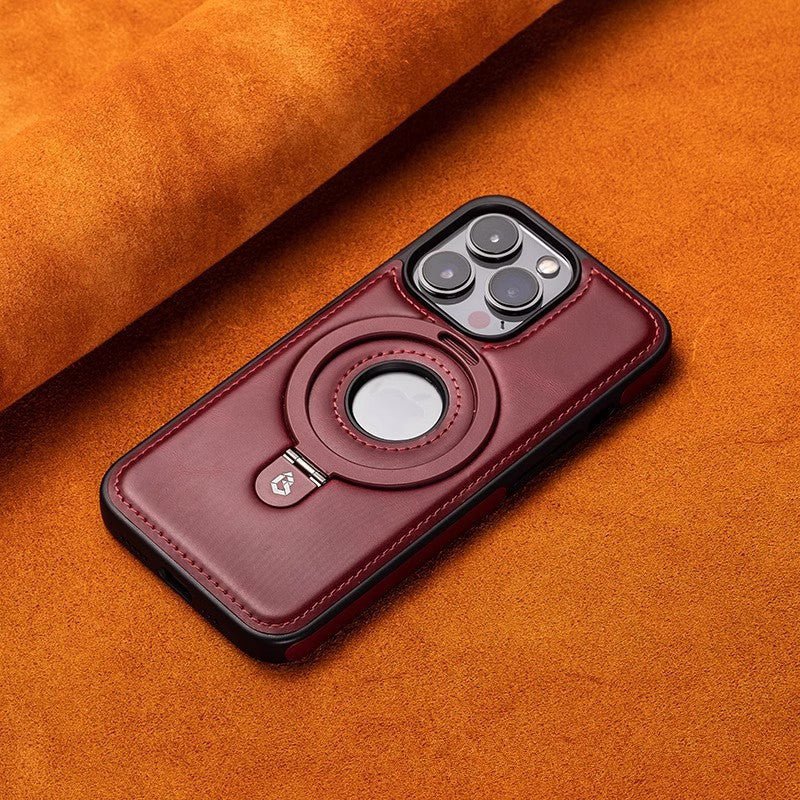 Suitable for Apple 16Promax phone case leather magnetic bracket iPhone 15 anti drop protective case - iPhonesRus