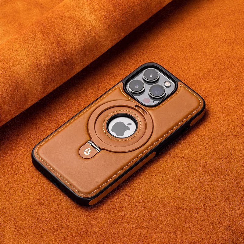 Suitable for Apple 16Promax phone case leather magnetic bracket iPhone 15 anti drop protective case - iPhonesRus
