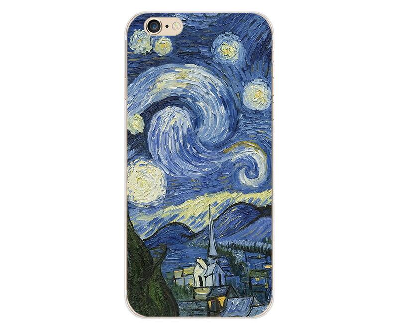 UV Print Phone Case for iPhone 6s 6 Plus Case Emboss Artistic Van Gogh Starry Night Soft for iPhone X iPhone 8 7 Plus 5s Case - iPhonesRus