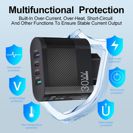 2USB Type - C 30W Mobile Phone Charger Multi Interface Travel Charging Head - iPhonesRus