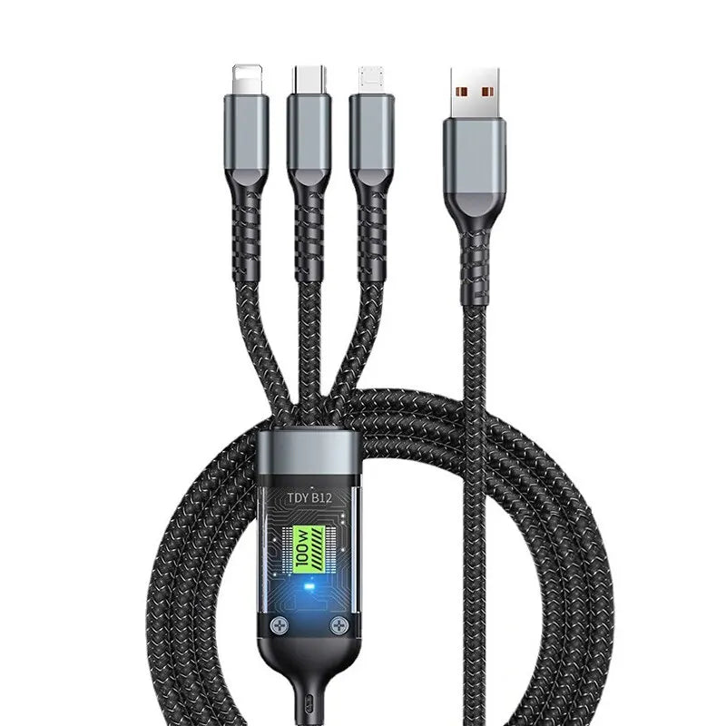 3 In 1 Usb 100w Cable For Fast Charging And Data Mini Usb Type C Micro Suitable For iPhone Charging - iPhonesRus