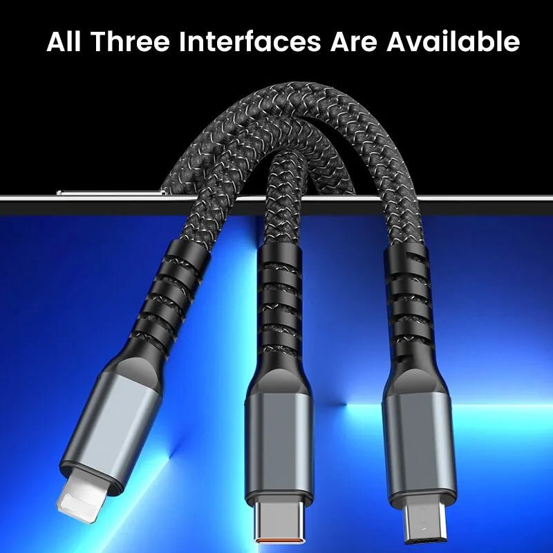 3 In 1 Usb 100w Cable For Fast Charging And Data Mini Usb Type C Micro Suitable For iPhone Charging - iPhonesRus