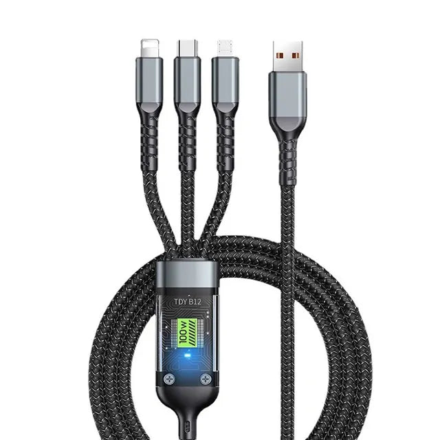 3 In 1 Usb 100w Cable For Fast Charging And Data Mini Usb Type C Micro Suitable For iPhone Charging - iPhonesRus