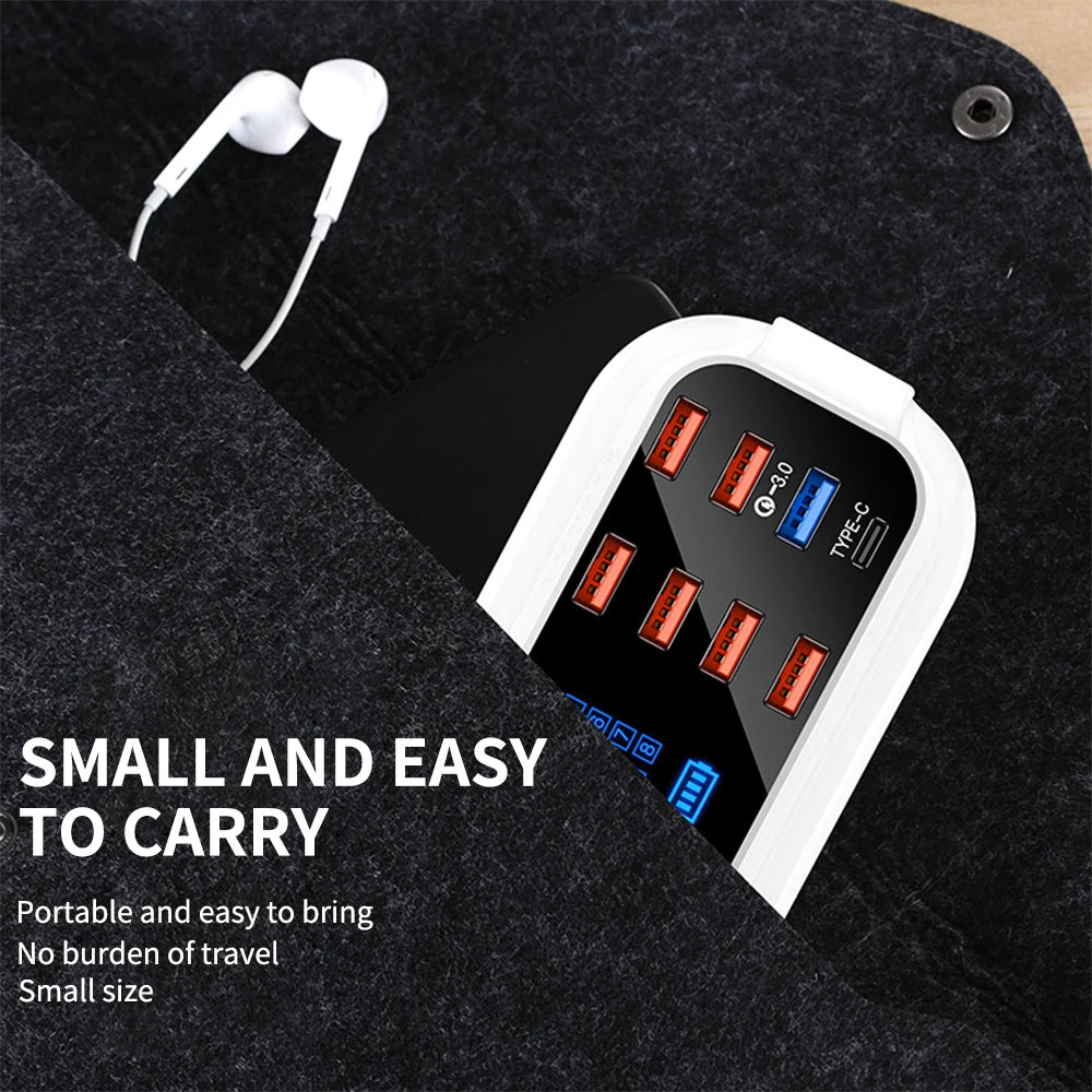 8 Ports Quick Charge 3.0 Led Display USB Charger For iPhone Adapter Phone Tablet Fast Charger - iPhonesRus
