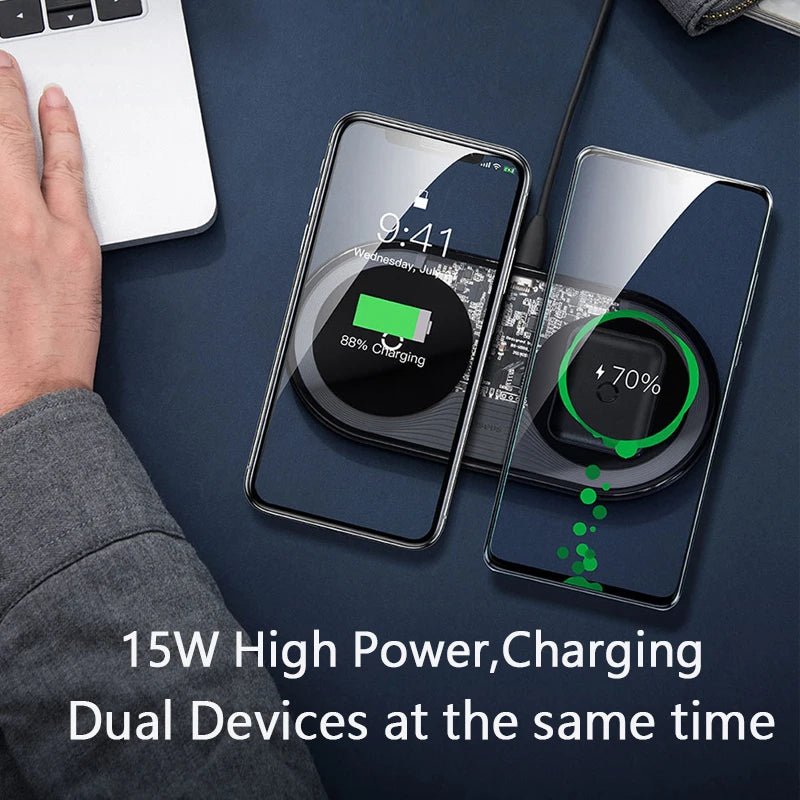 Baseus Visible Wireless Charger For iPhone 12 11 Wireless Charge Pad For iPhone Airpods Fast Charging Wireless Charge Devices - iPhonesRus
