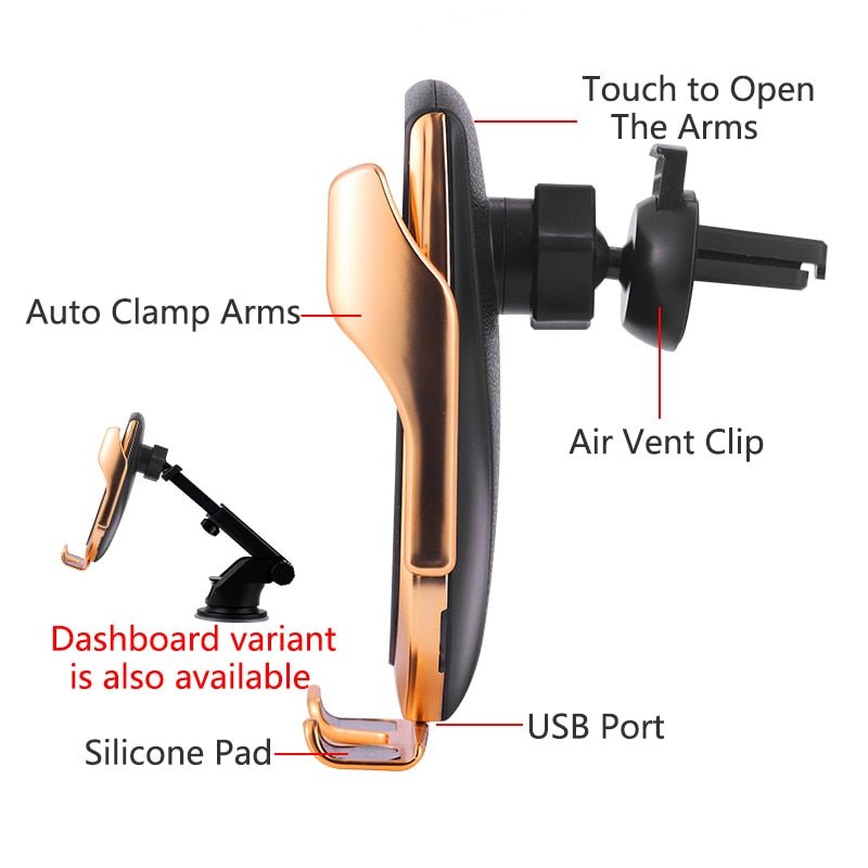 Car Wireless Charger Holder for iPhone X XS XR 8 Plus Mount 10W Qi Fast Charging Auto Clamp Wireless Car Phone Charger Suction - iPhonesRus