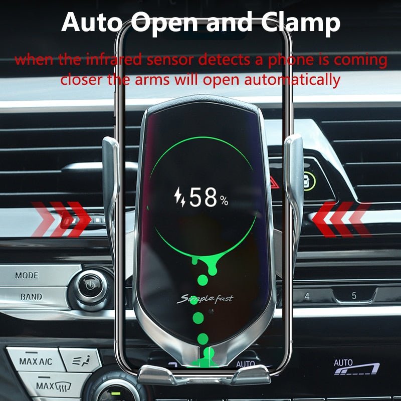 Car Wireless Charger Holder for iPhone X XS XR 8 Plus Mount 10W Qi Fast Charging Auto Clamp Wireless Car Phone Charger Suction - iPhonesRus
