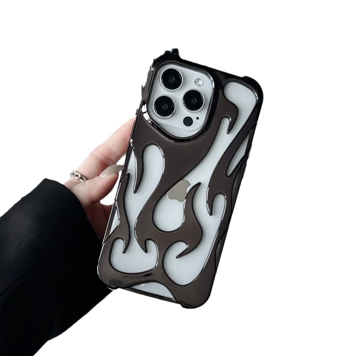 Electroplated hollow flame pattern phone case suitable for iPhone 15 Pro, simple all inclusive, Apple 14 anti drop protective cover - iPhonesRus