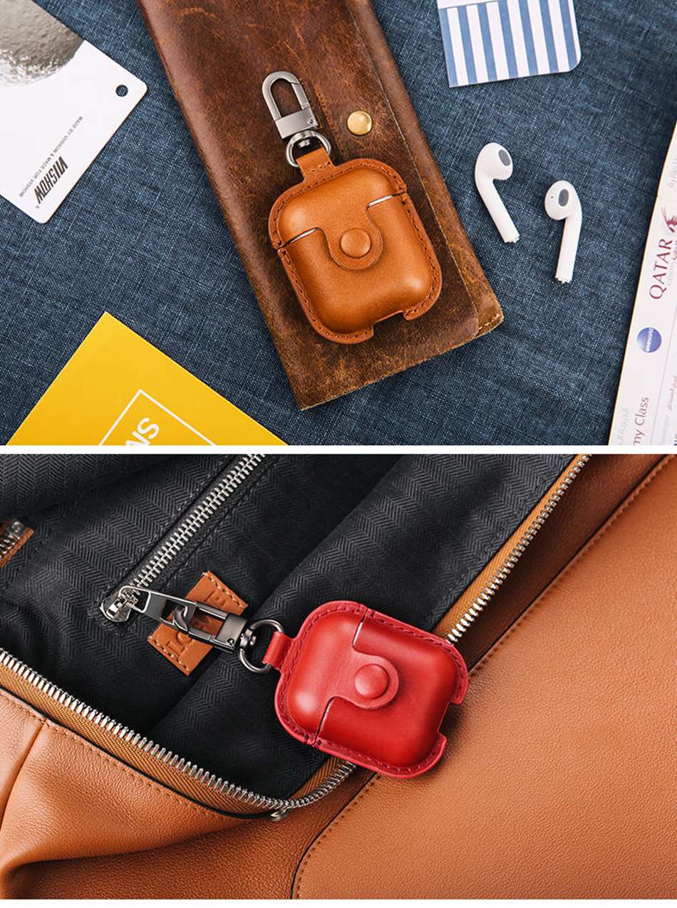 Headphone Case For Airpods Leather Case Luxury Genuine Cover For Apple AirPods 2 Case Air pods Earpods Accessories Earphone Bags - iPhonesRus