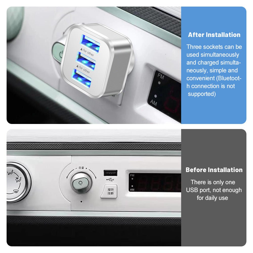 Luminous 3 USB mobile phone charging head with 1/3 expansion port, multi port USB mobile phone charger - iPhonesRus