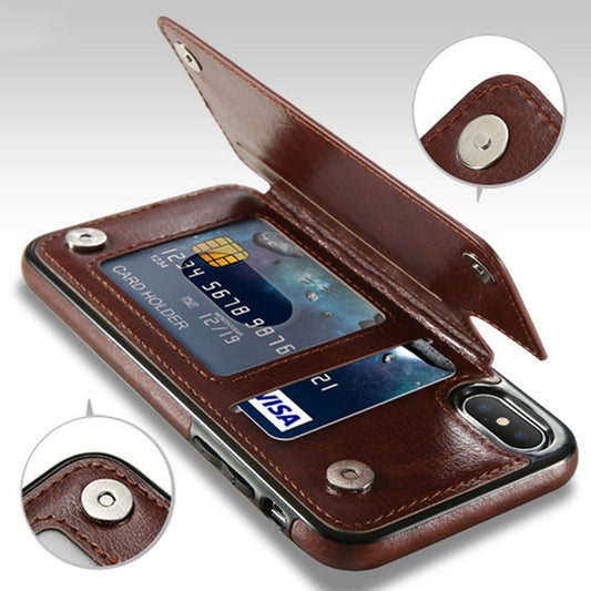 Retro PU Leather Case For iPhone Multi Card Holders Phone Cases - iPhonesRus