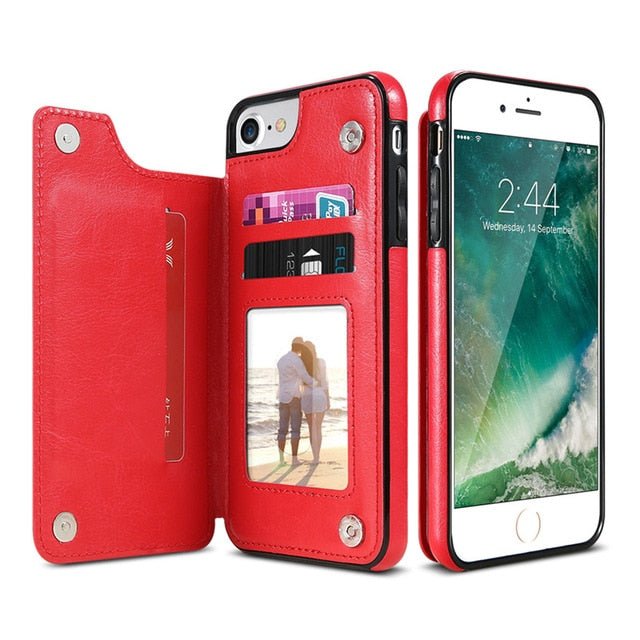 Retro PU Leather Case For iPhone Multi Card Holders Phone Cases - iPhonesRus