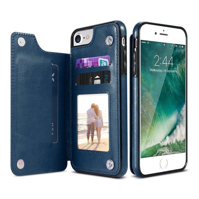 Retro PU Leather Case For iPhone Multi Card Holders Phone Cases - iPhonesRus