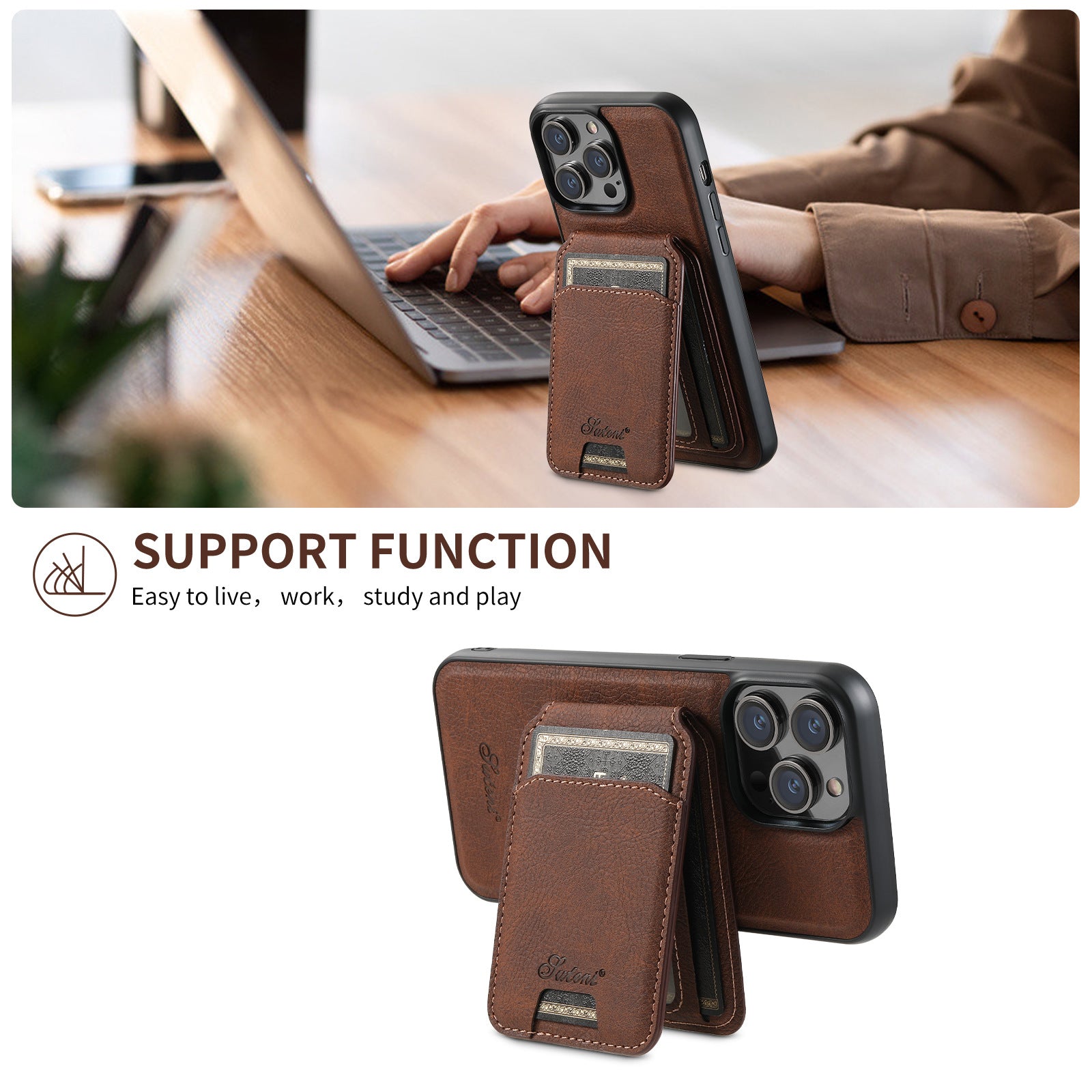 Suitable for Apple 15 phone case car magnetic suction iPhone 14 ProMax anti drop 2 - in - 1 card insertion case protective cover - iPhonesRus