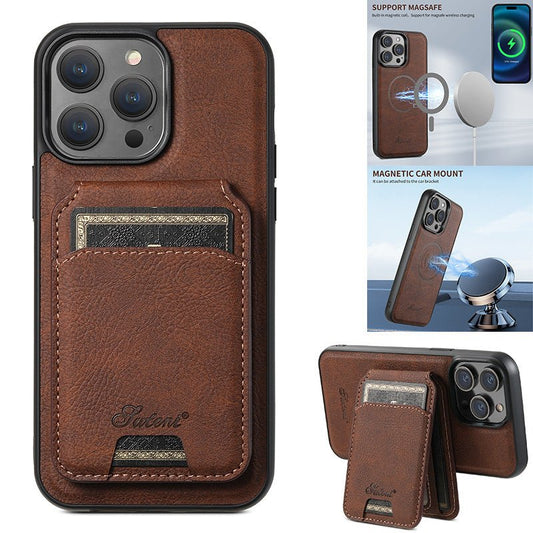 Suitable for Apple 15 phone case car magnetic suction iPhone 14 ProMax anti drop 2 - in - 1 card insertion case protective cover - iPhonesRus