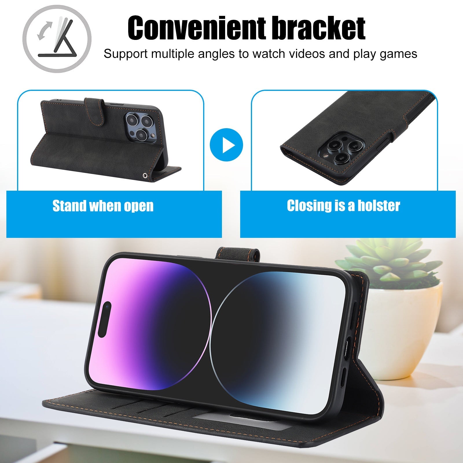 Suitable for Apple 16 Pro phone case FE wallet style anti drop phone leather case - iPhonesRus
