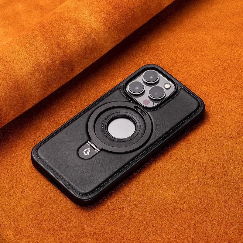 Suitable for Apple 16Promax phone case leather magnetic bracket iPhone 15 anti drop protective case - iPhonesRus
