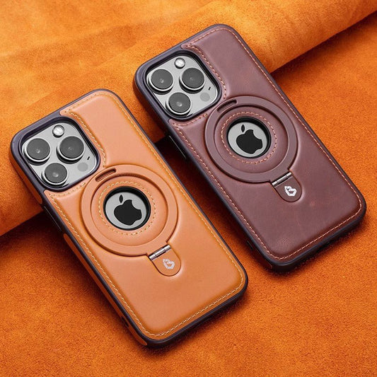 Suitable for Apple 16Promax phone case leather magnetic bracket iPhone 15 anti drop protective case - iPhonesRus