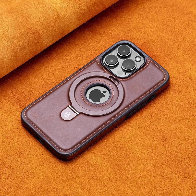 Suitable for Apple 16Promax phone case leather magnetic bracket iPhone 15 anti drop protective case - iPhonesRus