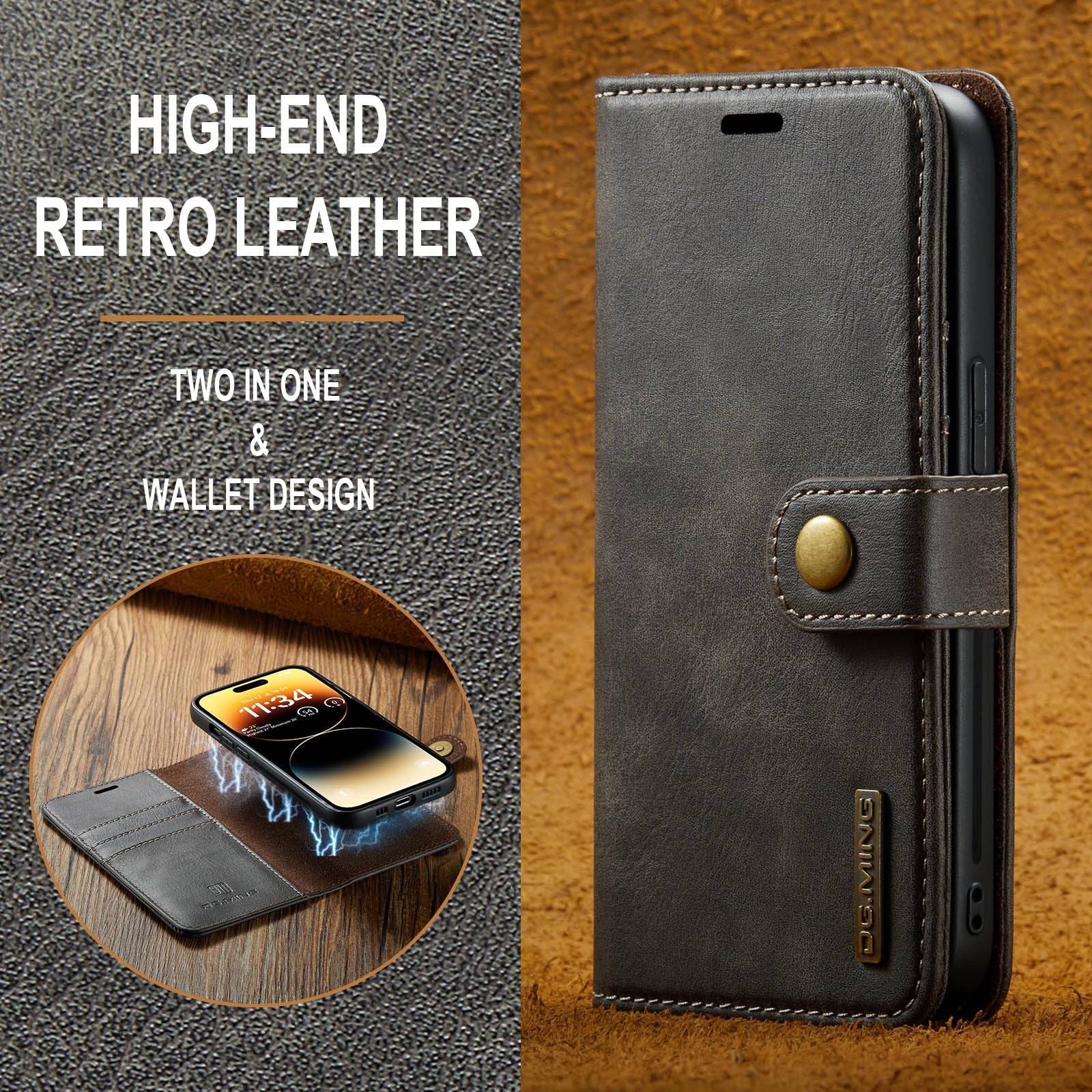 Suitable for iPhone 14 Pro Max Magnet Split Phone Leather Case iPhone 13 Pro Max Protective Case - iPhonesRus