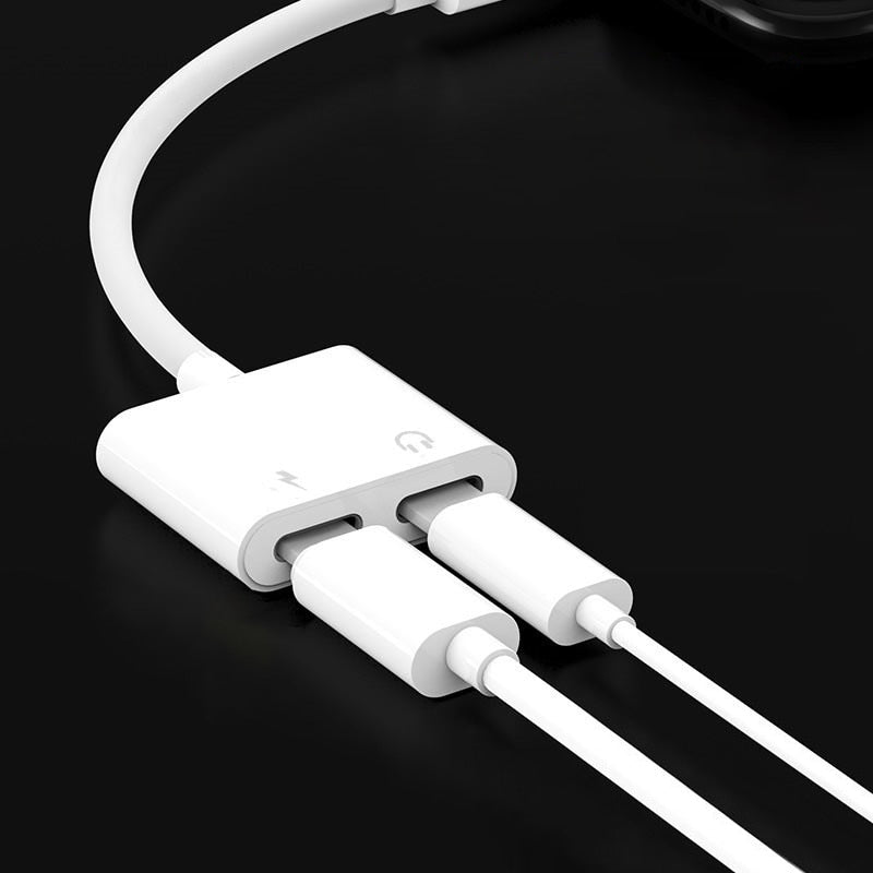 udio Adapter Charger Cable For iPhone X 8 Dual Headphone Aux cable for Lightning Converter For iPhone 10 Charging Splitter - iPhonesRus