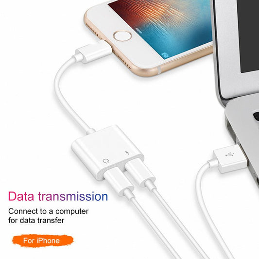 udio Adapter Charger Cable For iPhone X 8 Dual Headphone Aux cable for Lightning Converter For iPhone 10 Charging Splitter - iPhonesRus