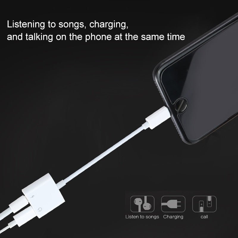 udio Adapter Charger Cable For iPhone X 8 Dual Headphone Aux cable for Lightning Converter For iPhone 10 Charging Splitter - iPhonesRus
