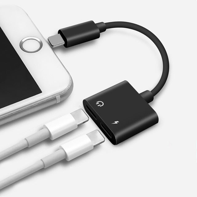 udio Adapter Charger Cable For iPhone X 8 Dual Headphone Aux cable for Lightning Converter For iPhone 10 Charging Splitter - iPhonesRus