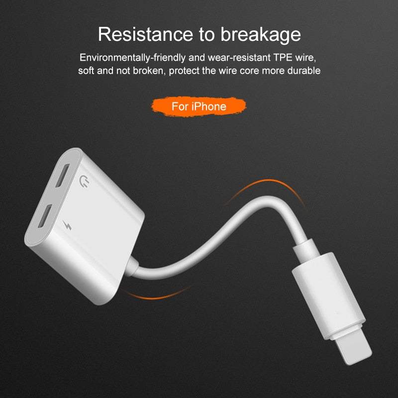 udio Adapter Charger Cable For iPhone X 8 Dual Headphone Aux cable for Lightning Converter For iPhone 10 Charging Splitter - iPhonesRus