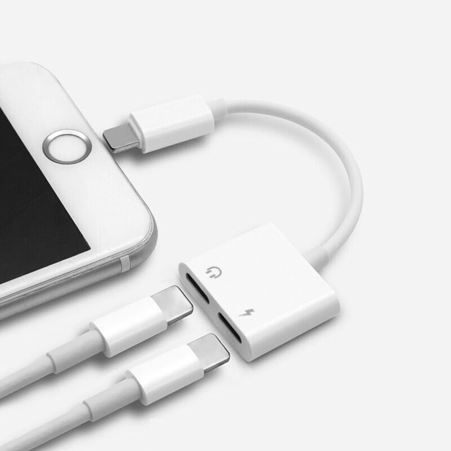 udio Adapter Charger Cable For iPhone X 8 Dual Headphone Aux cable for Lightning Converter For iPhone 10 Charging Splitter - iPhonesRus